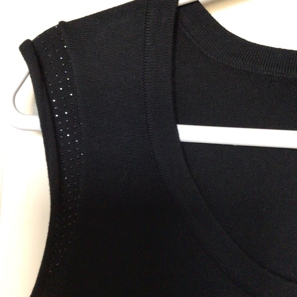 Reba black rhinestone sleeveless size S knit top scoop neck Goth Whimsigoth - Picture 2 of 6